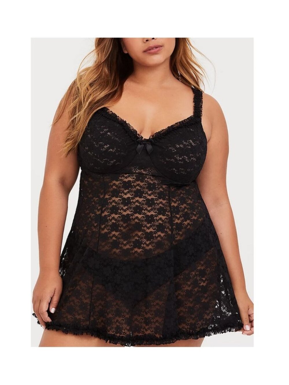 Torrid 3X NWT Black soft stretch lace Underwire Babydoll Chemise